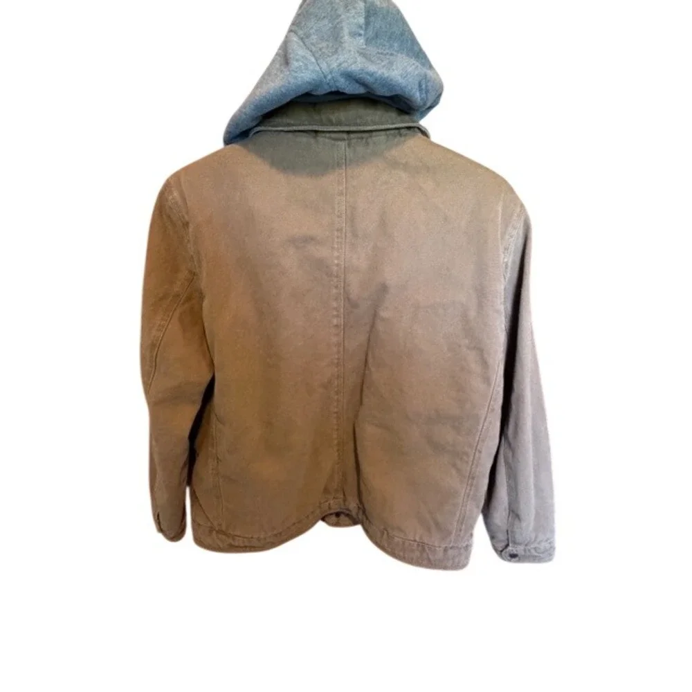 Levi's Mens Tan‎ Canvas Sherpa Lined Hooded Trucker Work Jacket Brown L/XL